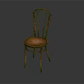 Classic Wooden Dining Chair With Curved Backrest And Round Seat