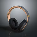 Modern Over Ear Headphones Electronic Device With Gray Gold Design And Comfortable Earpads