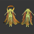 Man In Elaborate Red And Yellow Flowing Robe Costume With Decorative Details