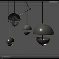 Modern Artistic Pendant Lights With Spherical Glass And Hemispherical Metal Shades