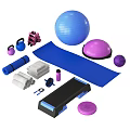 Complete Fitness Equipment Collection With Exercise Ball Yoga Mat Kettlebells Step Platform And Foam Roller