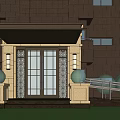 Modern High Rise Residential Community With Garden Green Space And Pedestrians
