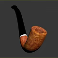Handcrafted Artisan Tobacco Pipe With Orange Textured Bowl And Black Curved Stem