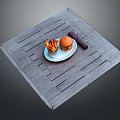 Delicious Hamburger With Fries On White Plate Over Gray Wooden Placemat