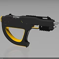 Futuristic Black And Yellow Blaster With Ergonomic Grip And Tactical Design