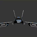 Sci Fi Aircraft Model With Blue And Yellow Streamlined Wings And Futuristic Design