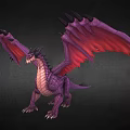 Fantasy Dragon Character With Purple Body Red Wings And Sharp Claws In Game