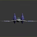 Futuristic Sci Fi Aircraft Model With Purple Silver Wings And Streamlined Design