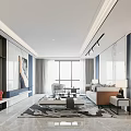 Modern Living and Dining Room Interior Design With Sofa Coffee Table And Area Rug