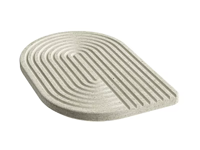 Light Gray Oval Shaped Tray With Concentric Grooves And Linear Patterns 3d model