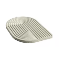 Light Gray Oval Shaped Tray With Concentric Grooves And Linear Patterns 3d model