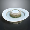 Elegant Celadon Plate And Bowl With Intricate Carved Lotus Pattern Design