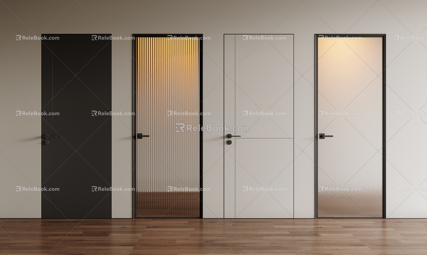 Modern Single Door Swing Door Bedroom Door Bathroom Changhong Glass Door Oil Sand Glass Door Frosted Glass Door Invisible Door Very Narrow Door 3d model