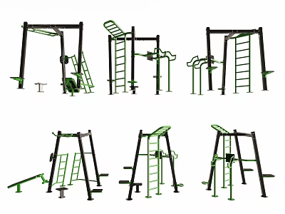 Outdoor Sports Equipment Collection Featuring Climbing Bars Parallel Bars And Exercise Racks 3d model