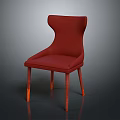 Modern Red Chair with Curved Back Armrest and Wooden Legs Design