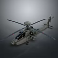 Military Attack Helicopter With Radar Dome Rotor Blades And Weapon Mounts 3D Render