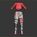 Red Cropped Top With CHIC Lettering And Printed Sweatpants Go Go Go Design Red Sneakers