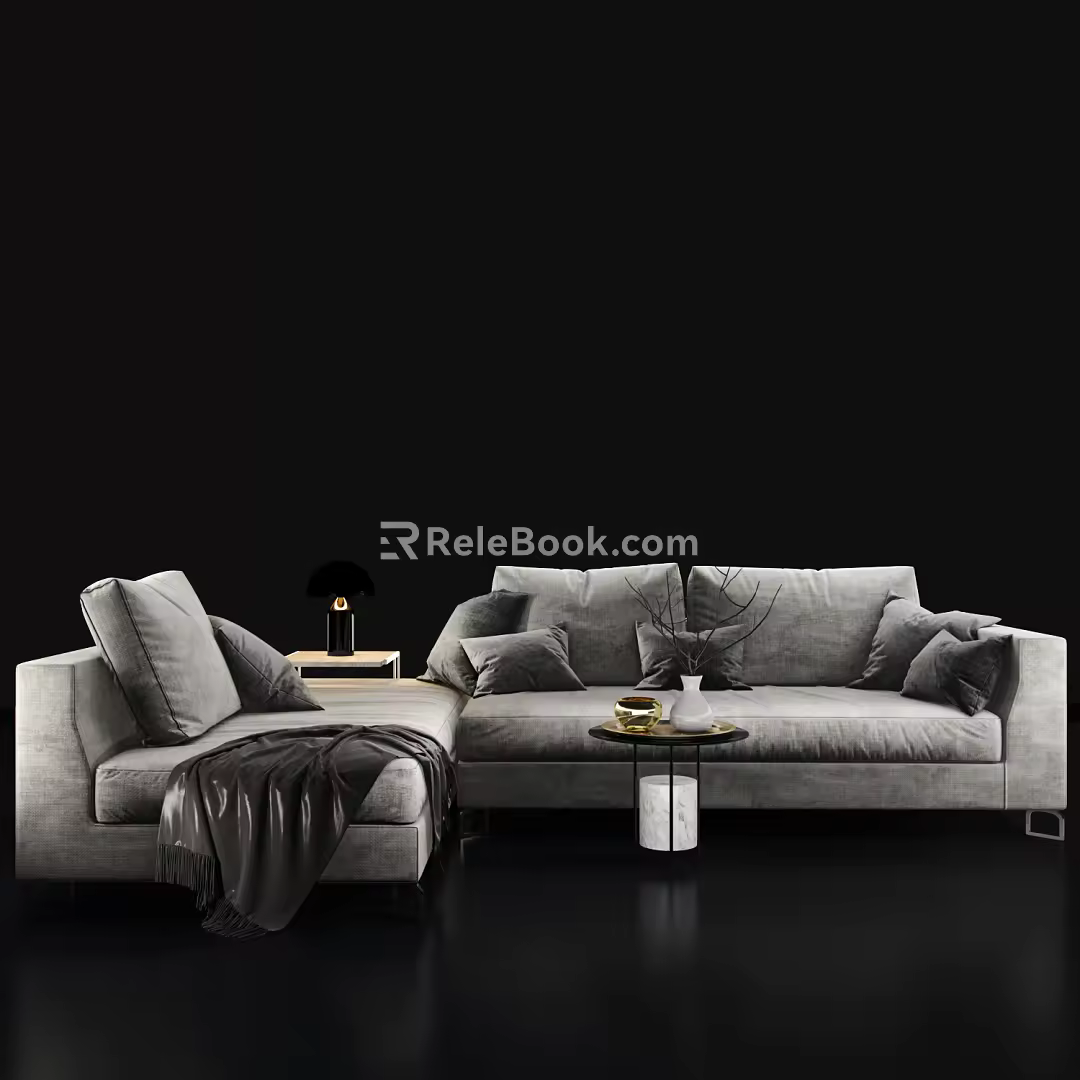 Modern Sofa Coffee Table Combination Fabric Sofa Combination 3d model