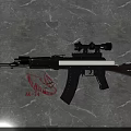 AK 74 Military Style Rifle With Tactical Scope And Black Brown Design