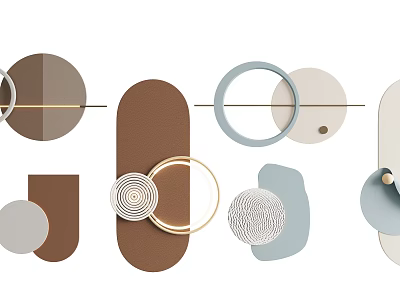 Modern Minimalist Wall Decor With Geometric Circular Elliptical Shapes Brown Blue Beige Tones 3d model