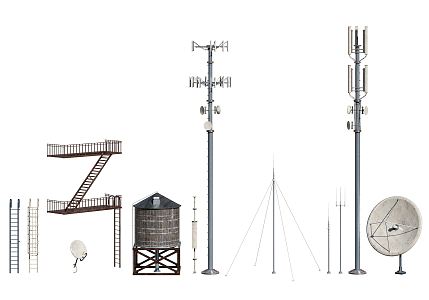 modern signal tower iron staircase signal tower 3d model