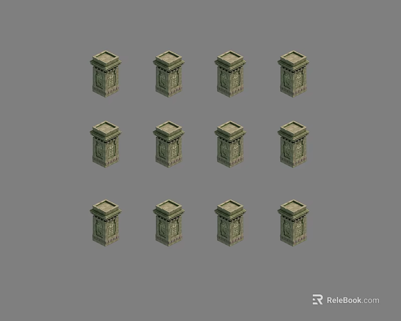 Multiple Decorative Carved Columns With Classical Design And Ornate Details 3d model