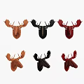 Set of Six Deer Head Plate Decor with Modern Designs and Various Colors