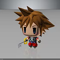 3D Cartoon Character With Spiky Orange Hair Blue Eyes Holding Key Wearing Red Blue Outfit