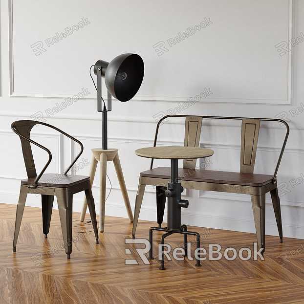 Industrial LOFT Table and Chair Combination Furniture Combination model