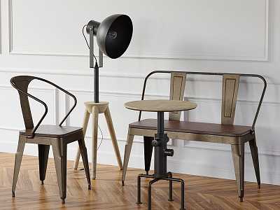 Industrial LOFT Table and Chair Combination Furniture Combination model