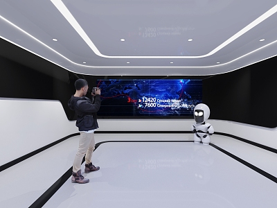 Modern Exhibition Hall Science and Technology Space 3d model