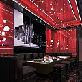 Modern KTV Room Interior With Red Theme Large Screen Sofa And Lighting Decorations 3d model