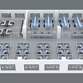 Aerial View Of Interior Workspace With Neatly Arranged Tables Chairs And Different Zones