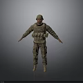 3D Military Soldier Model In Camouflage Uniform With Helmet Tactical Vest And Outstretched Arms