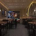 Stylish Industrial Korean Cuisine Restaurant Interior With Warm Ambient Lighting And Comfortable Dining Seats