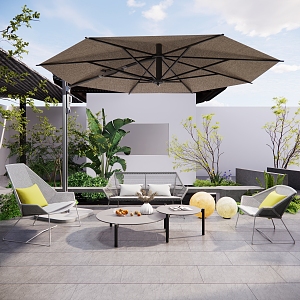 Chinese New Chinese Courtyard Garden Landscape Outdoor Leisure Double Single Round Tea Table 3d model