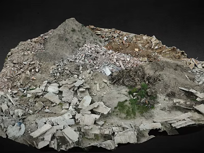 Rocky Mountainous Terrain With Debris Soil And Small Vegetation 3d model