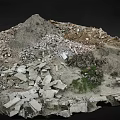 Rocky Mountainous Terrain With Debris Soil And Small Vegetation