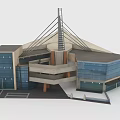 Modern Architectural Design Featuring Unique Roof Structure And Glass Curtain Walls