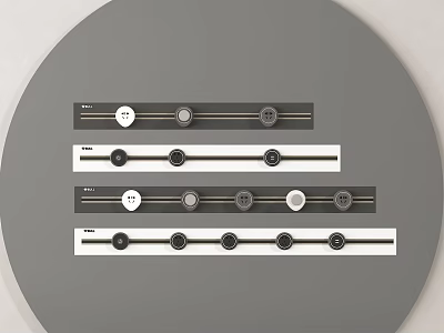 Household Electrical Appliances Control Panels With Modern Knobs Switches On Horizontal Strips Circular Background 3d model