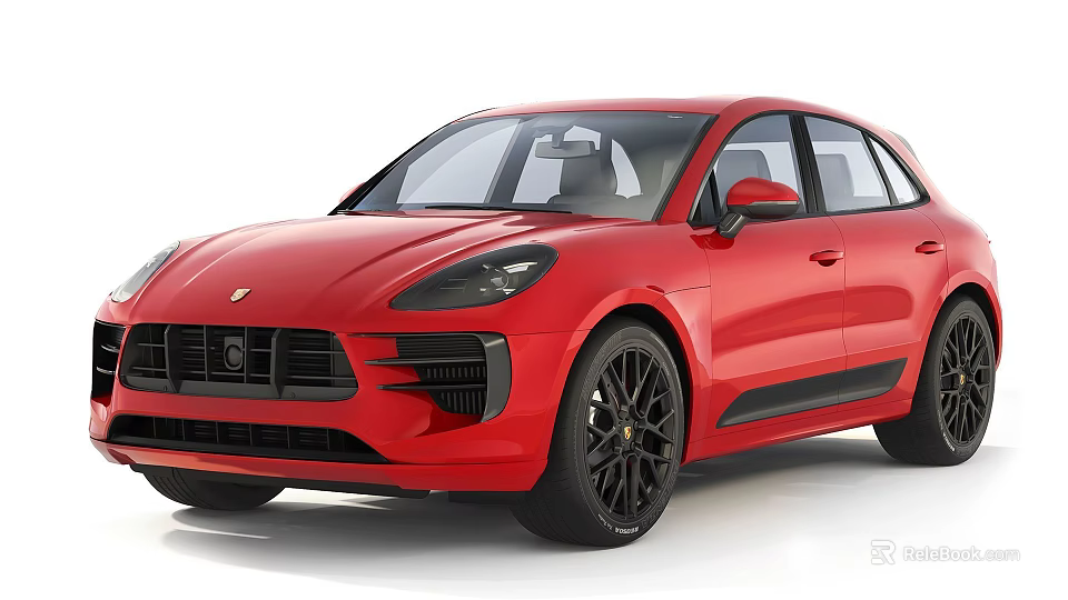 Red Porsche Macan SUV With Sporty Design 3d model 