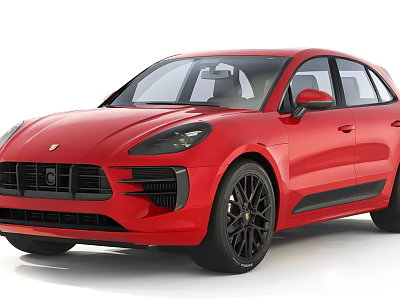Red Porsche Macan SUV With Sporty Design 3d model