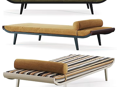 Various Modern Chaise Lounge Styles With Fabric Upholstery And Metal Legs 3d model