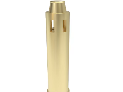 Golden Cylindrical Metallic Object With Vertical Texture And Rectangular Holes 3d model