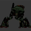 Mechanical Robot Character With Multi legged Green Armor And Red Accents 3d model