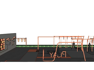 Outdoor Sports Fitness Playground With Climbing Frames Swings And YA9J Markings 3d model