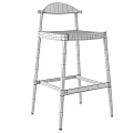 Natural Wooden Frame Bar Stool With Woven Seat And Detailed Craftsmanship