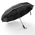 Black Automatic Umbrella With White Stripes And Orange Ribs For Daily Use