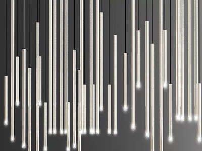 Modern Slim White Pendant Lights Hanging In Dark Background Decorative Design 3d model