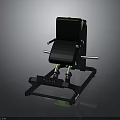 Black Leg Press Fitness Machine With Metal Frame And Green Accents